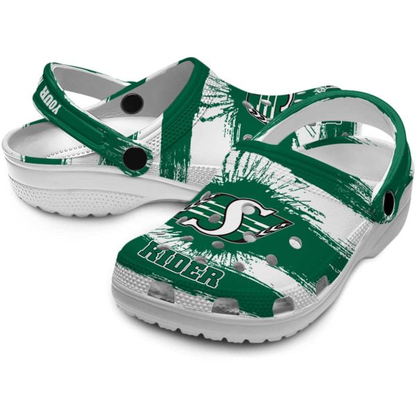 custom saskatchewan roughriders paint splatter graphics clog high quality