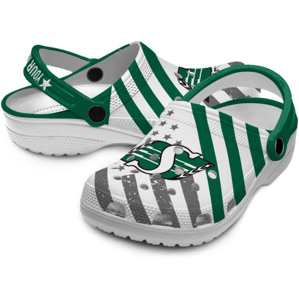 custom saskatchewan roughriders star spangled graphic clog high quality