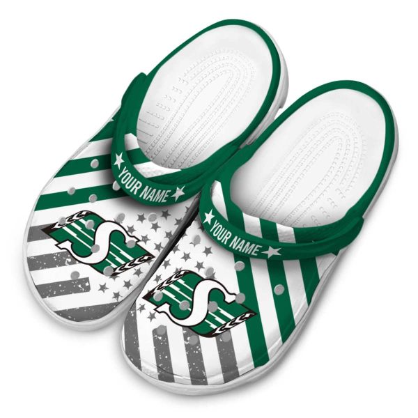 custom saskatchewan roughriders star spangled graphic clog latest model
