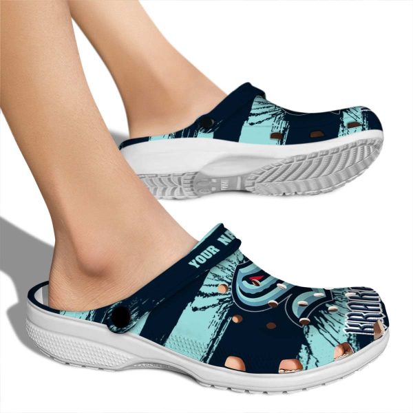 custom seattle kraken paint splatter graphics clog fashion forward