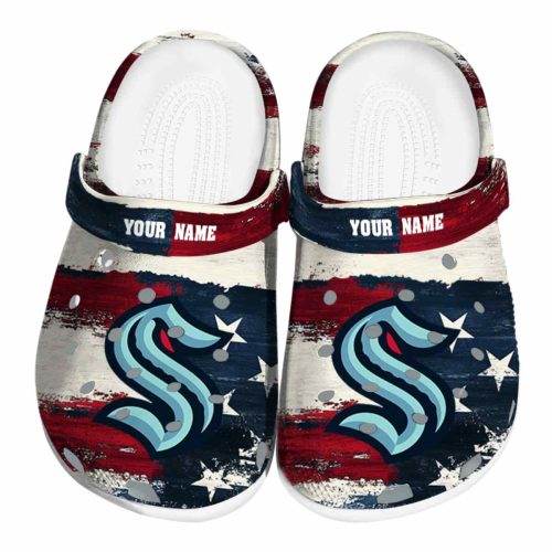 custom seattle kraken patriotic stripes clog best selling