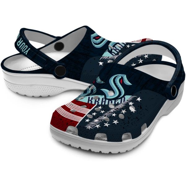 custom seattle kraken star spangled side pattern clog high quality