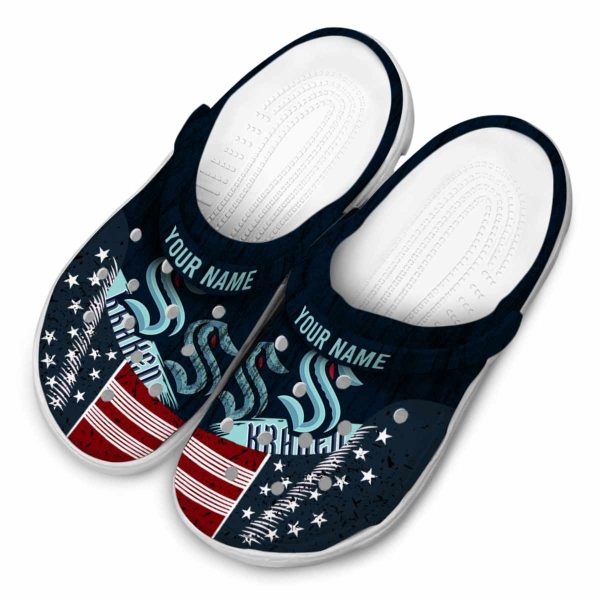 custom seattle kraken star spangled side pattern clog latest model