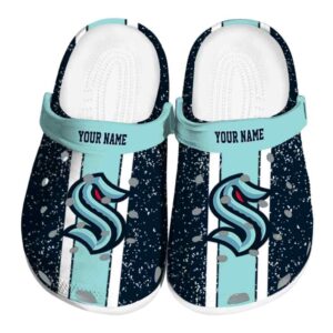 custom seattle kraken vertical stripes clog best selling