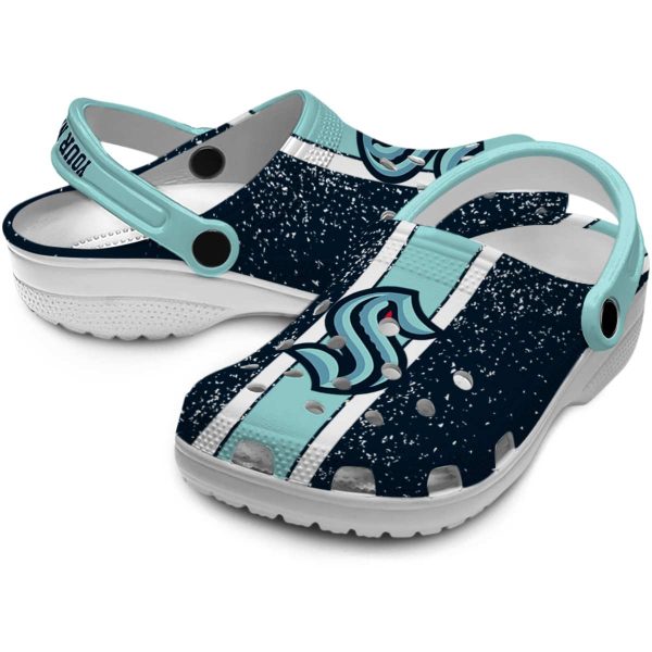custom seattle kraken vertical stripes clog high quality