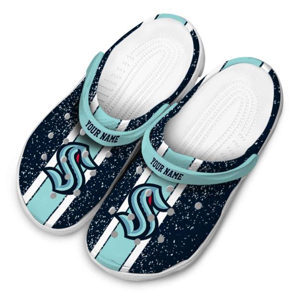 custom seattle kraken vertical stripes clog latest model