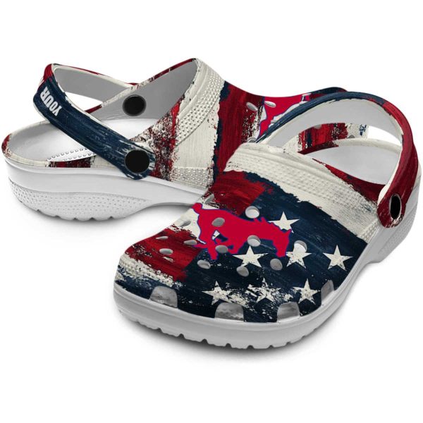 custom smu mustangs patriotic stripes clog high quality