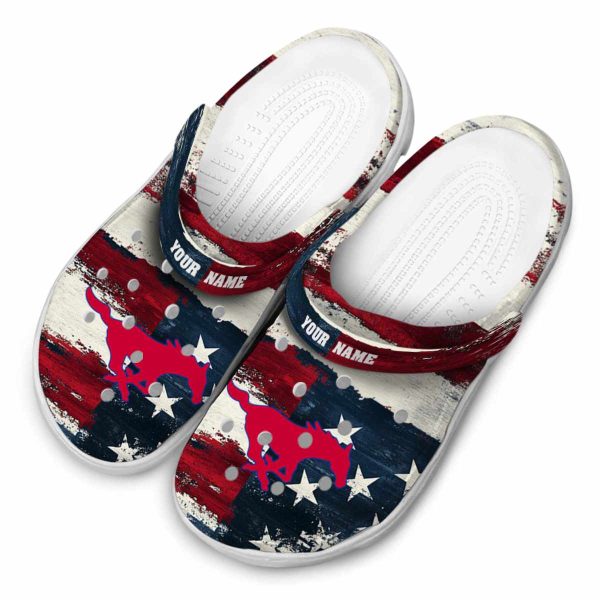custom smu mustangs patriotic stripes clog latest model