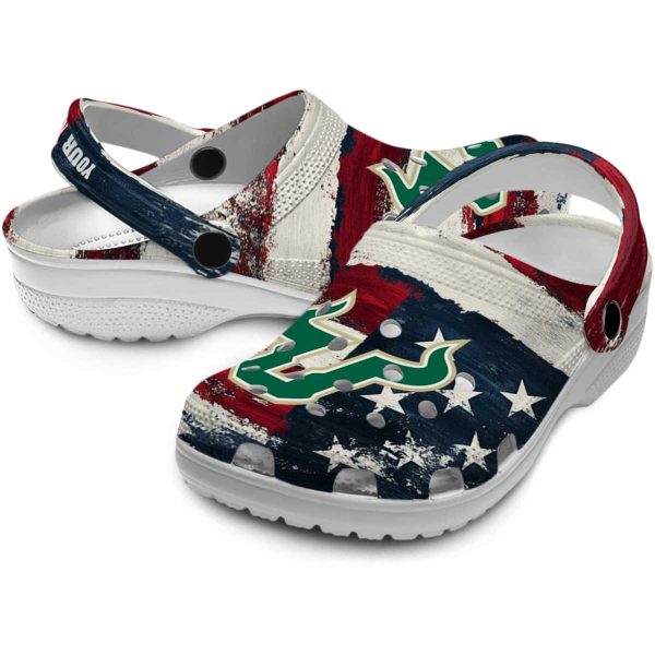 custom south florida bulls patriotic stripes clog high quality