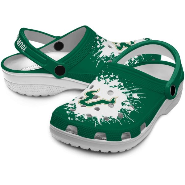 custom south florida bulls splatter background clog high quality