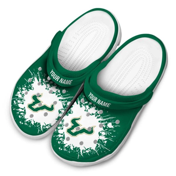 custom south florida bulls splatter background clog latest model