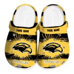 custom southern miss golden eagles paint splatter graphics clog best selling