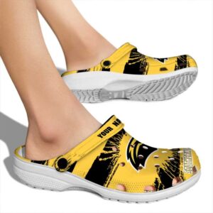 custom southern miss golden eagles paint splatter graphics clog fashion forward