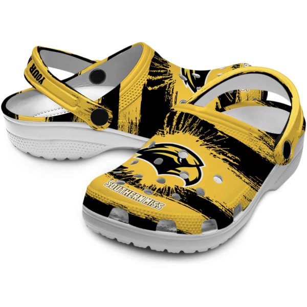 custom southern miss golden eagles paint splatter graphics clog high quality
