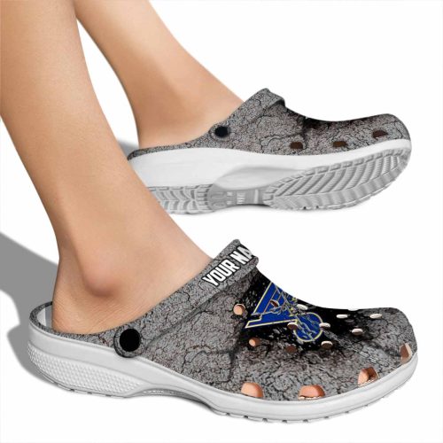 custom st louis blues cracked ground texture clog fashion forward