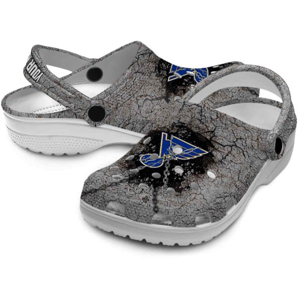 custom st louis blues cracked ground texture clog high quality
