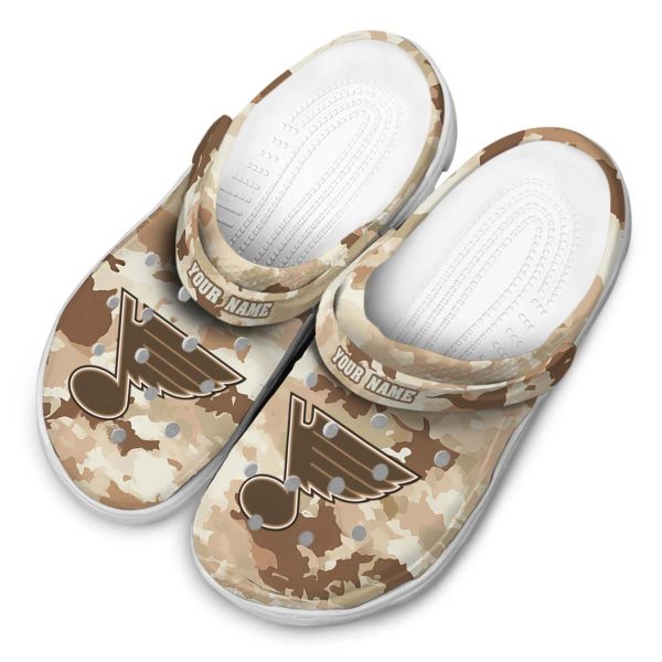 custom st louis blues desert camo clog latest model