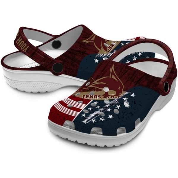 custom texas state bobcats star spangled side pattern clog high quality