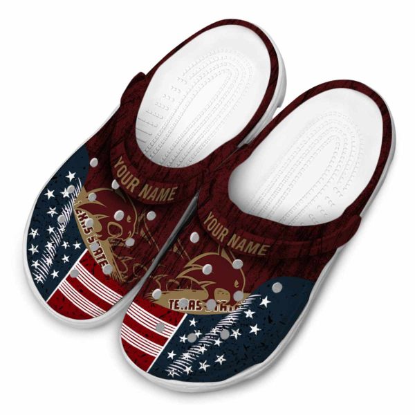 custom texas state bobcats star spangled side pattern clog latest model