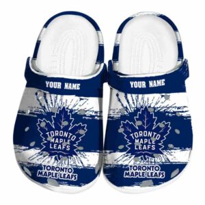 custom toronto maple leafs paint splatter graphics clog best selling