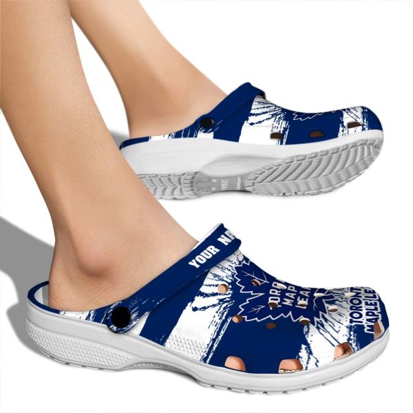 custom toronto maple leafs paint splatter graphics clog fashion forward