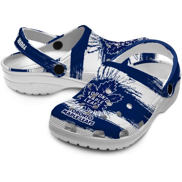 custom toronto maple leafs paint splatter graphics clog high quality