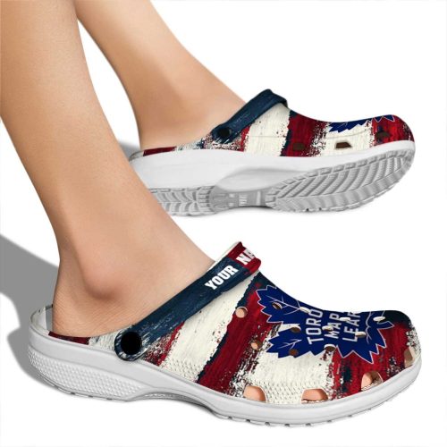 custom toronto maple leafs patriotic stripes clog fashion forward