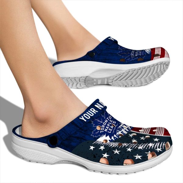 custom toronto maple leafs star spangled side pattern clog fashion forward