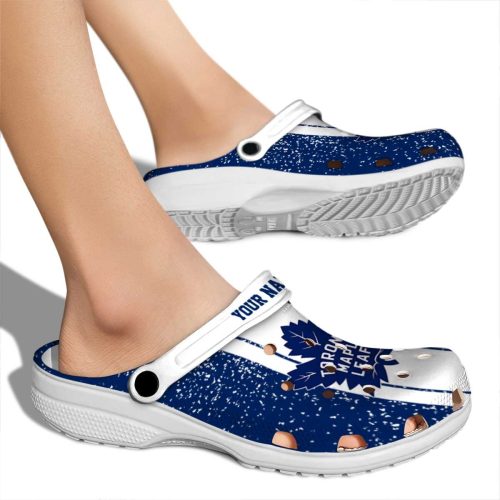 custom toronto maple leafs vertical stripes clog fashion forward