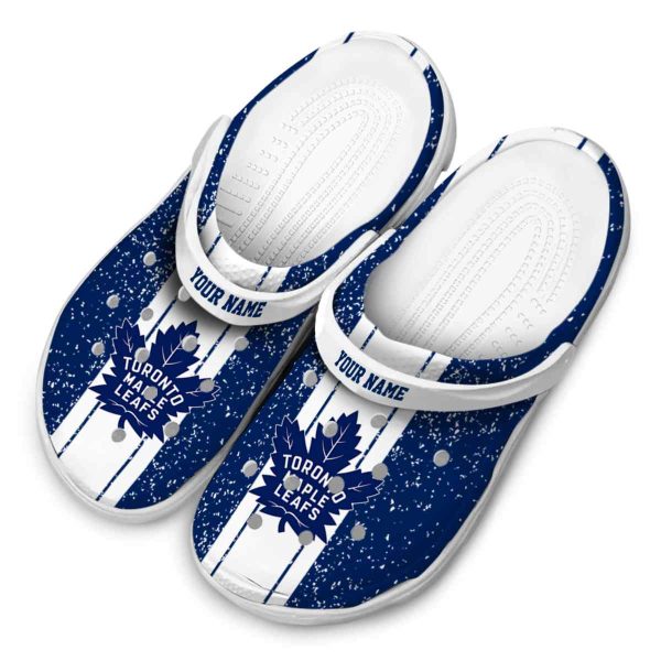 custom toronto maple leafs vertical stripes clog latest model