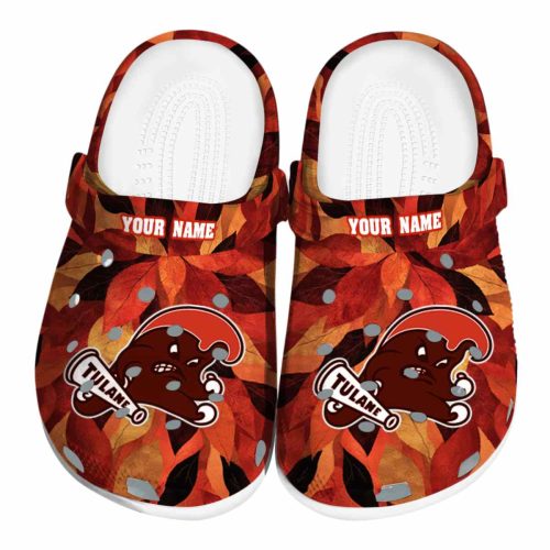 custom tulane green wave autumn leaves clog best selling