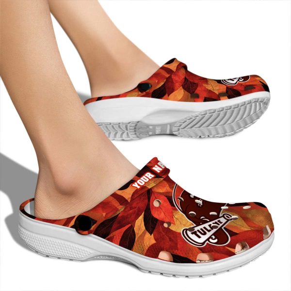 custom tulane green wave autumn leaves clog fashion forward