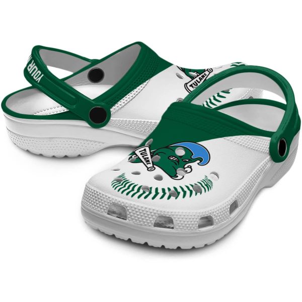 custom tulane green wave baseball motif clog high quality