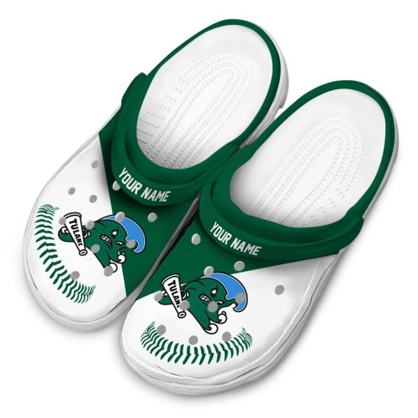 custom tulane green wave baseball motif clog latest model
