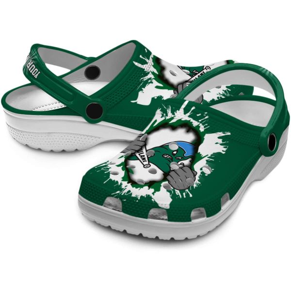 custom tulane green wave gripping hand clog high quality