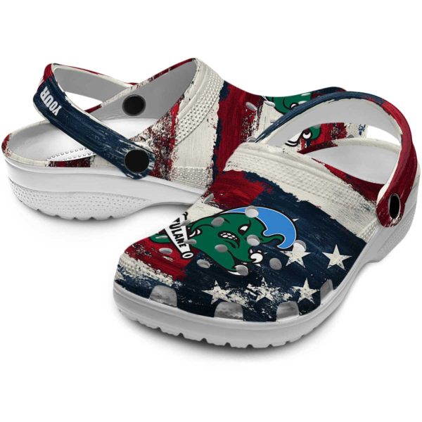 custom tulane green wave patriotic stripes clog high quality