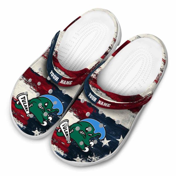 custom tulane green wave patriotic stripes clog latest model