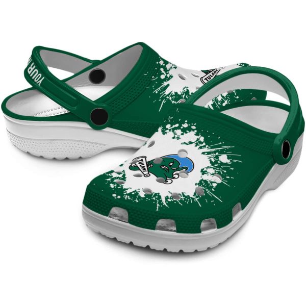 custom tulane green wave splatter background clog high quality