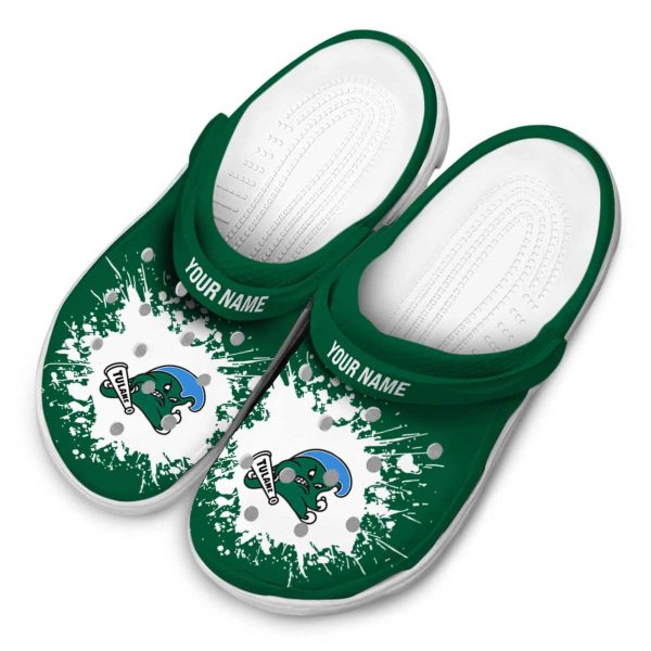 custom tulane green wave splatter background clog latest model