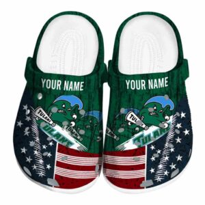 custom tulane green wave star spangled side pattern clog best selling