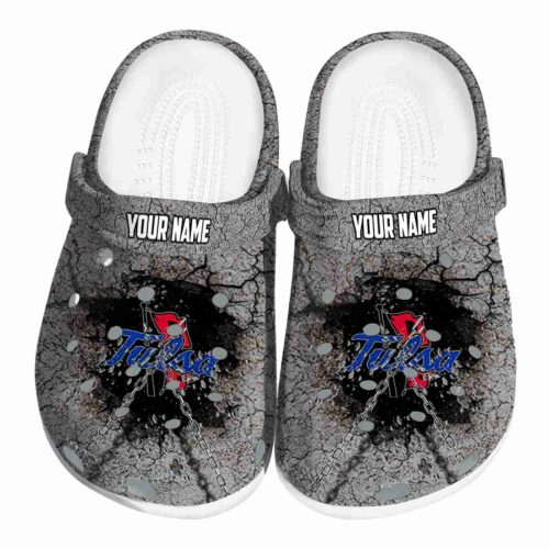 custom tulsa golden hurricane cracked ground texture clog best selling