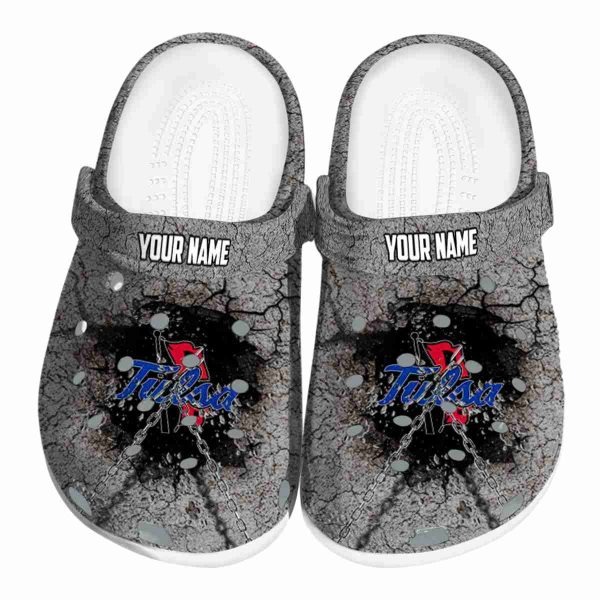 custom tulsa golden hurricane cracked ground texture clog best selling