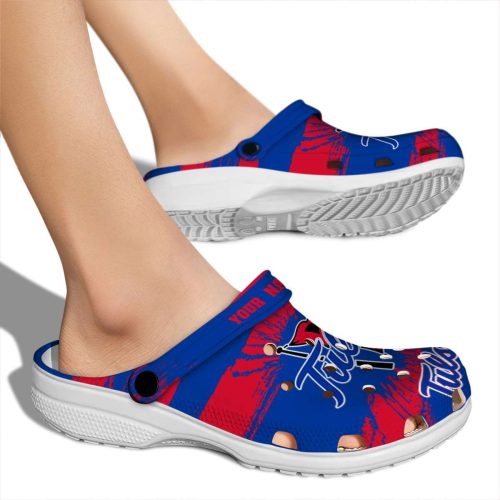 custom tulsa golden hurricane paint splatter graphics clog fashion forward