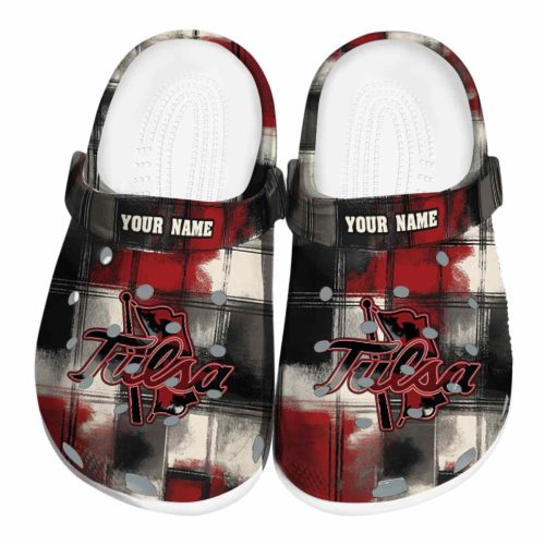 custom tulsa golden hurricane plaid fusion clog best selling