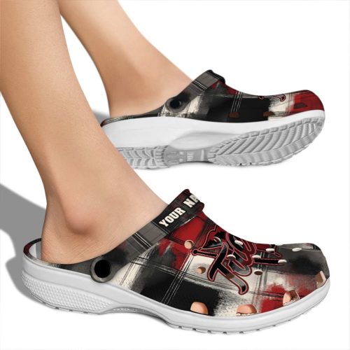 custom tulsa golden hurricane plaid fusion clog fashion forward
