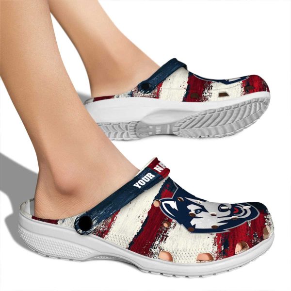 custom uconn huskies patriotic stripes clog fashion forward