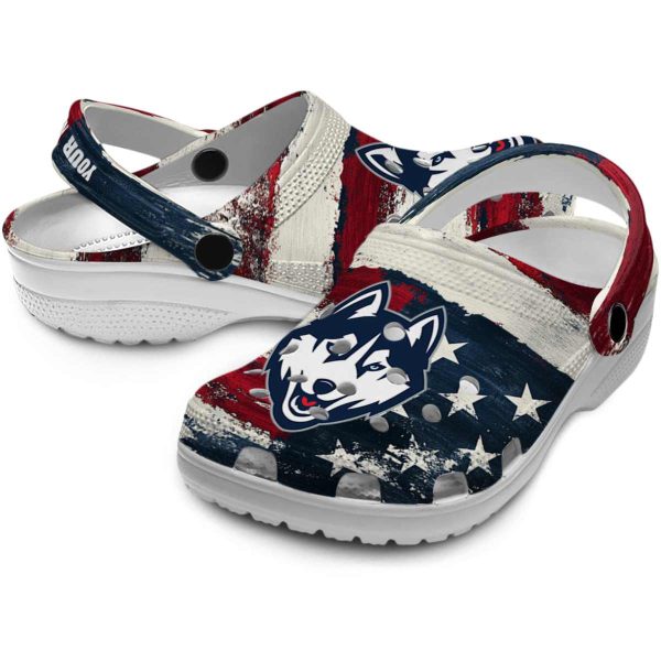 custom uconn huskies patriotic stripes clog high quality