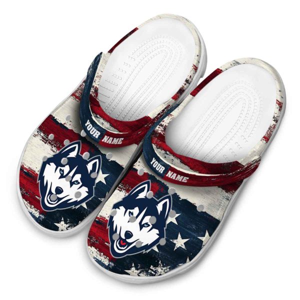 custom uconn huskies patriotic stripes clog latest model