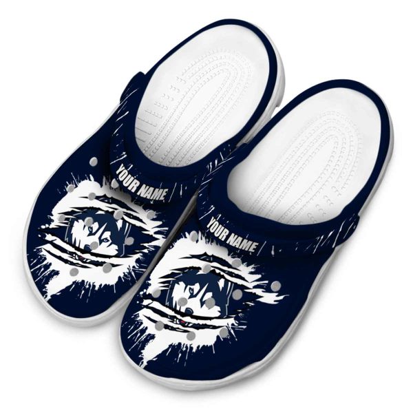 custom uconn huskies splash motif background clog latest model