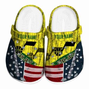 custom utah jazz star spangled side pattern clog best selling